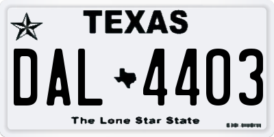 TX license plate DAL4403