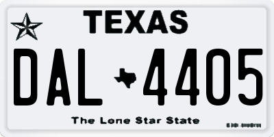 TX license plate DAL4405