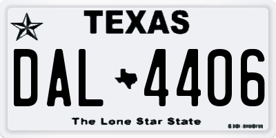 TX license plate DAL4406