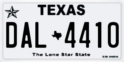 TX license plate DAL4410