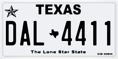 TX license plate DAL4411