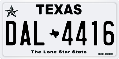 TX license plate DAL4416