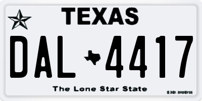 TX license plate DAL4417