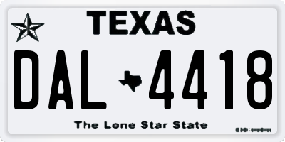 TX license plate DAL4418