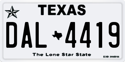 TX license plate DAL4419