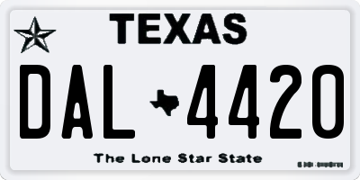 TX license plate DAL4420