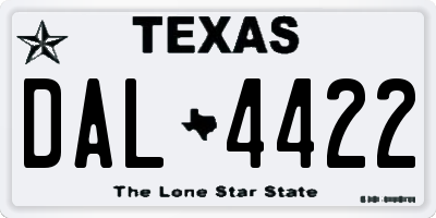 TX license plate DAL4422