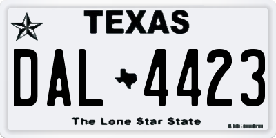 TX license plate DAL4423