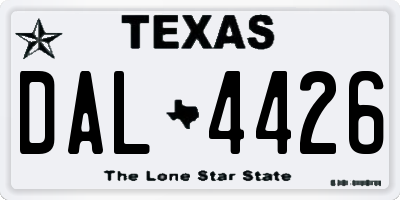 TX license plate DAL4426