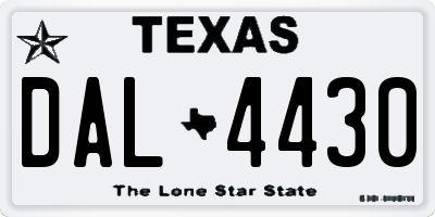 TX license plate DAL4430