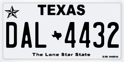 TX license plate DAL4432