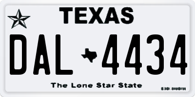 TX license plate DAL4434
