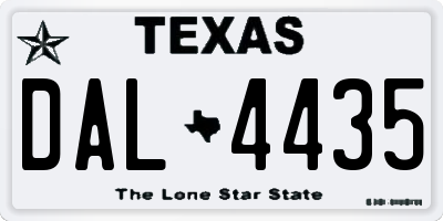TX license plate DAL4435