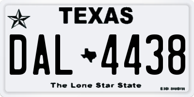 TX license plate DAL4438
