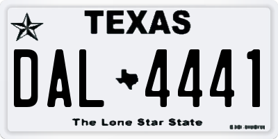 TX license plate DAL4441