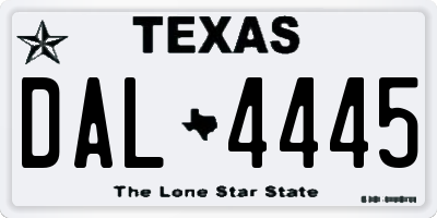 TX license plate DAL4445