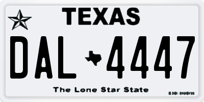 TX license plate DAL4447