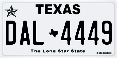 TX license plate DAL4449