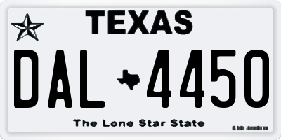 TX license plate DAL4450