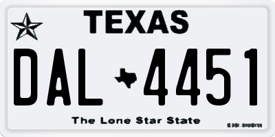 TX license plate DAL4451