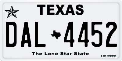 TX license plate DAL4452