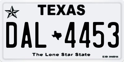 TX license plate DAL4453