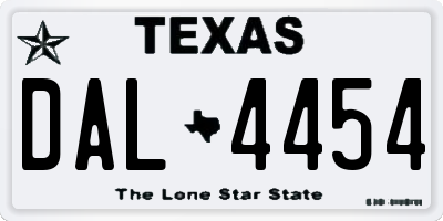 TX license plate DAL4454