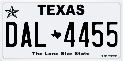 TX license plate DAL4455