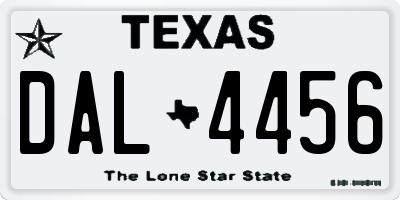 TX license plate DAL4456