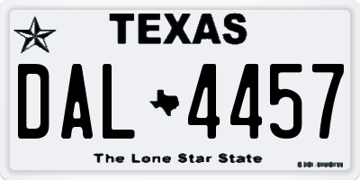 TX license plate DAL4457
