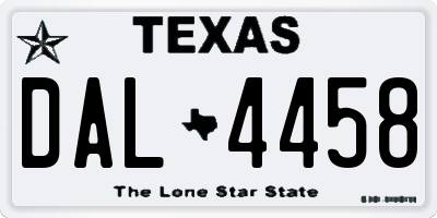 TX license plate DAL4458