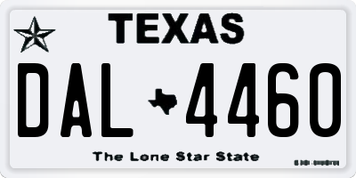 TX license plate DAL4460