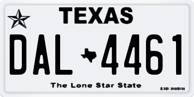 TX license plate DAL4461