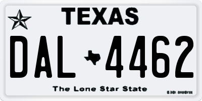 TX license plate DAL4462