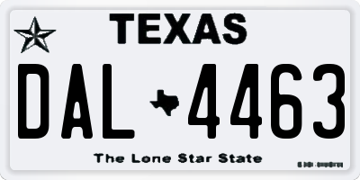 TX license plate DAL4463