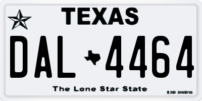 TX license plate DAL4464