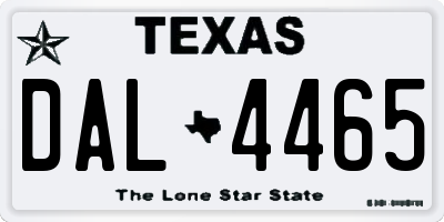 TX license plate DAL4465