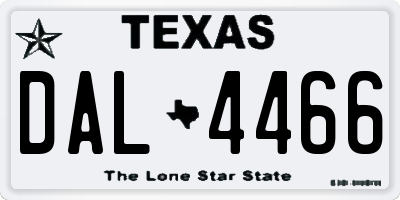 TX license plate DAL4466