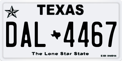 TX license plate DAL4467