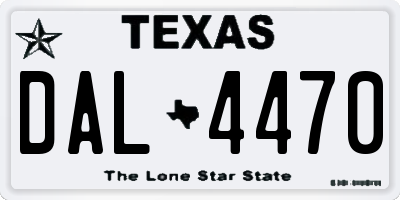 TX license plate DAL4470