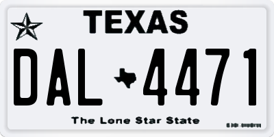 TX license plate DAL4471