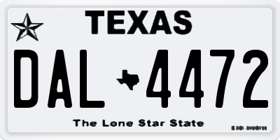 TX license plate DAL4472