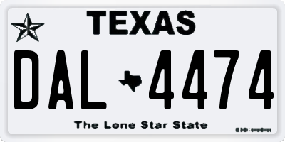 TX license plate DAL4474