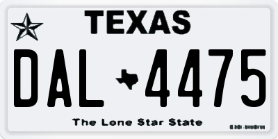 TX license plate DAL4475