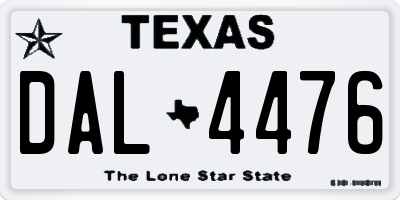 TX license plate DAL4476