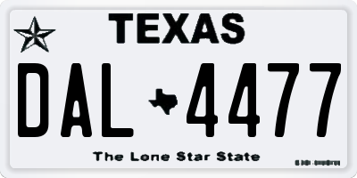 TX license plate DAL4477