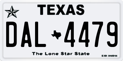 TX license plate DAL4479