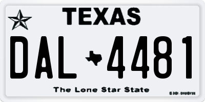 TX license plate DAL4481
