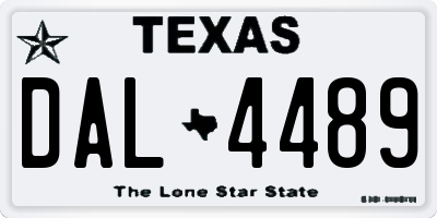 TX license plate DAL4489