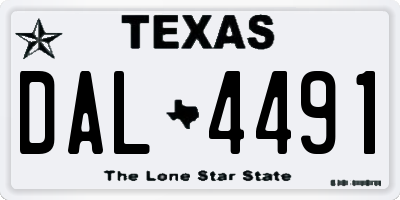 TX license plate DAL4491